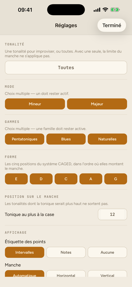 Réglages
